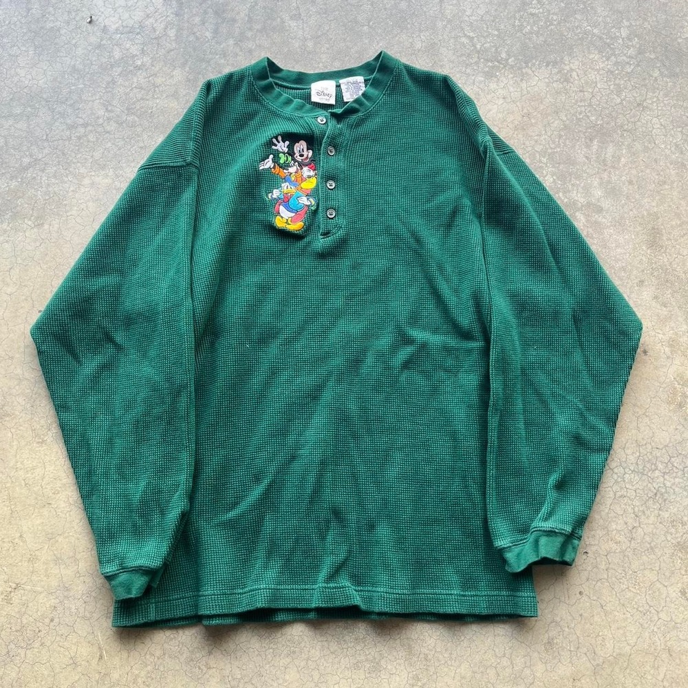 Disney Mickey Mouse green thermal shirt Size XL